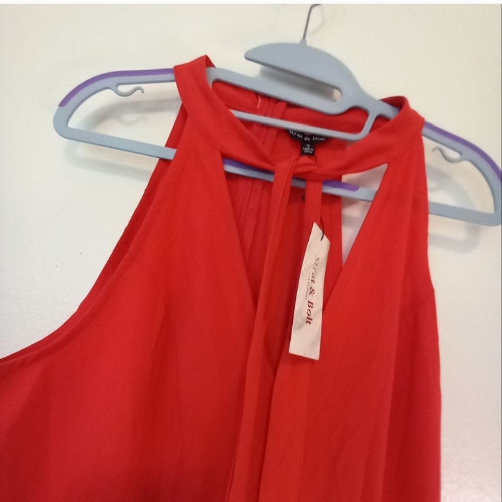 Strut & Bolt Sleeveless Red Jumpsuit Pantsuit - Picture 7 of 11